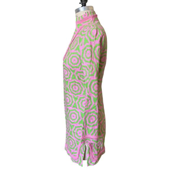 STS Sail to Sable 100% Linen Pink & Green Print Mini Dress Cover-Up Size XXS - Picture 3 of 8